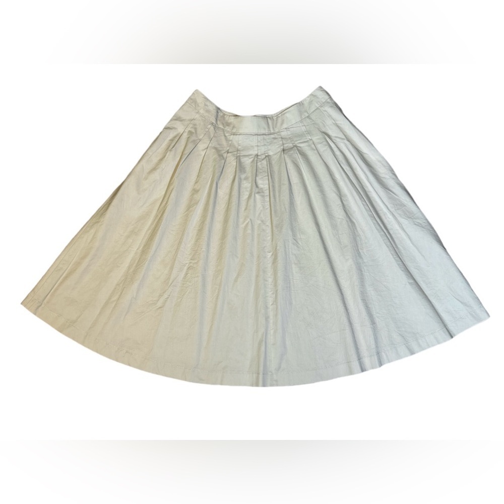 Peserico Women's Classic Pleated Light Tan Cotton Blend Midi Skirt Size 10 - Picture 2 of 6